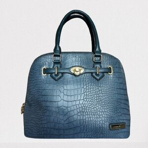 Adrienne Vittadini Blue Crocodile-Embossed Satchel